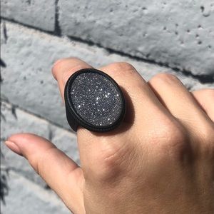 Sparkly black & silver ring
